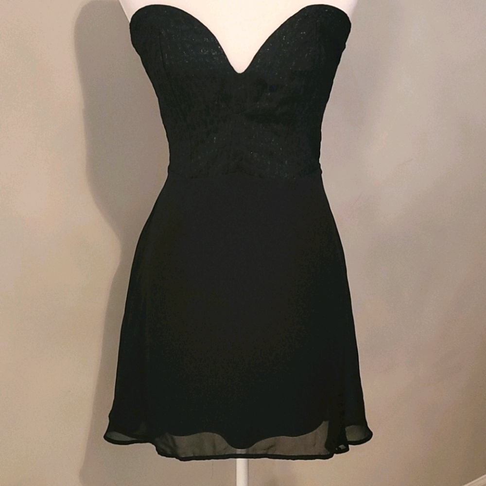 Strapless sweetheart cut little black dress
